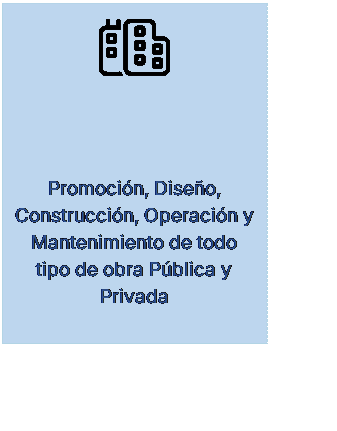 Cuadro de texto:  
Construccin & Concesiones
Promocin, Diseo, Construccin, Operacin y Mantenimiento de todo tipo de obra Pblica y Privada
